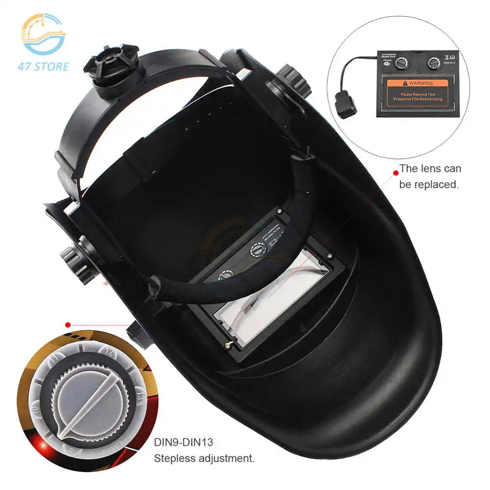 Solar Welding Mask Helmet Electric Welder Cap / Welding Lens Safety Anti-UV Auto Darkening Adjustable Range for Welding Machine