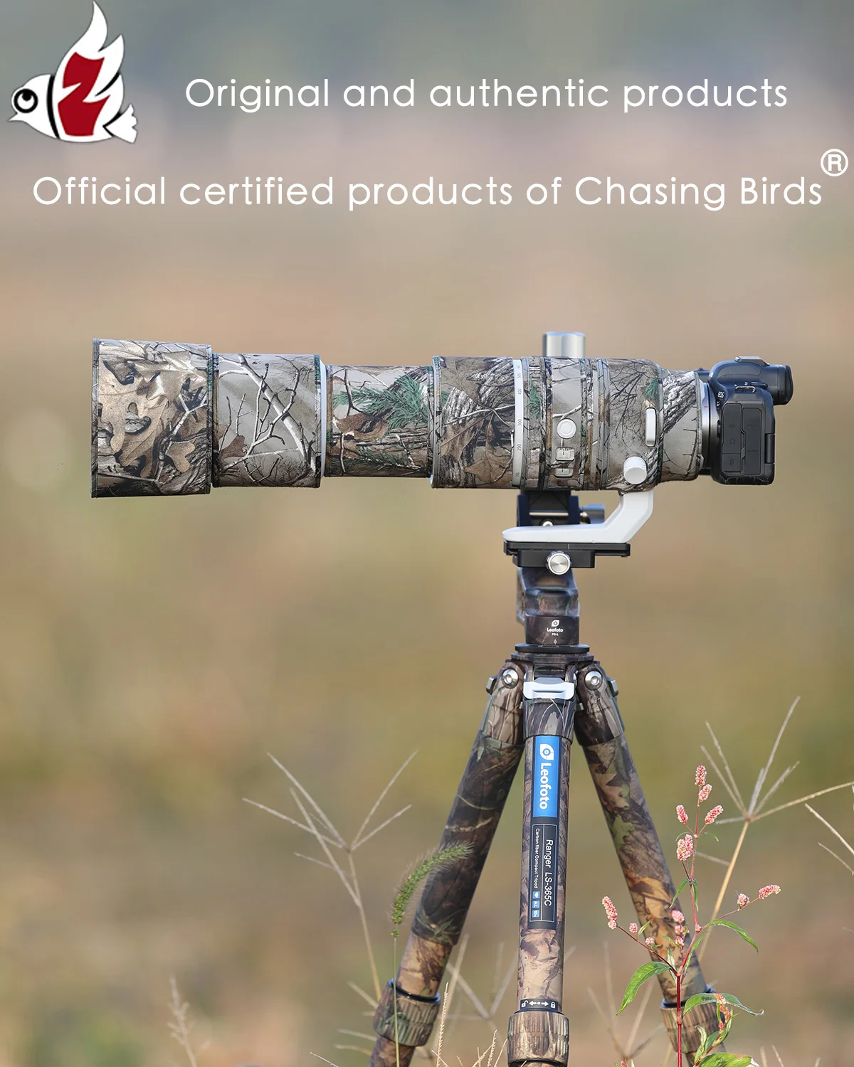 CHASING BIRDS camouflage lens coat for CANON RF 200 800 mm F 6.3-9 IS USM elastic waterproof and rainproof lens protective cover