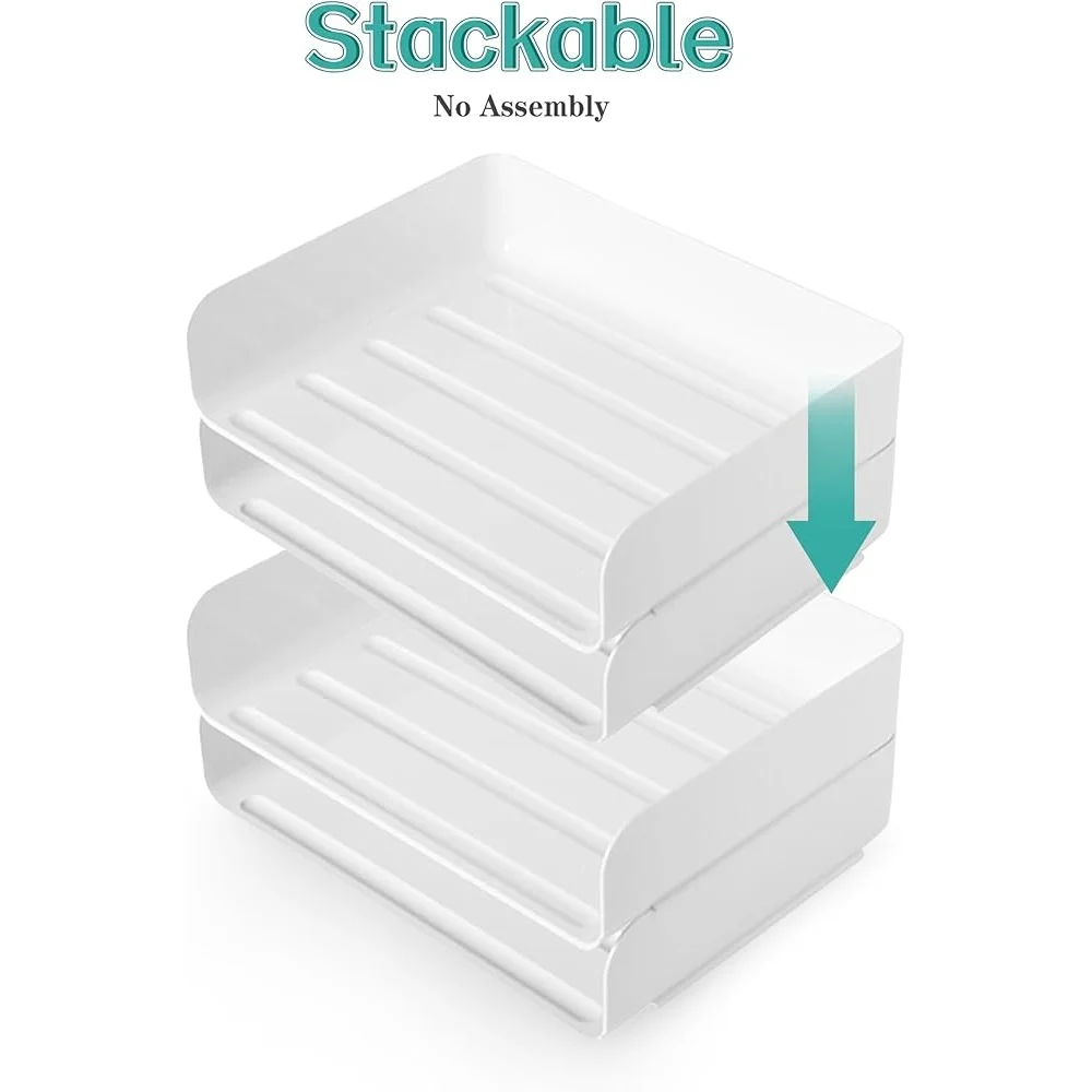 4 Tiers Stackable A4 Paper Trays Office Desk Organizer Document Holder Letter Sorting File Storage Tidy Book Display Rack