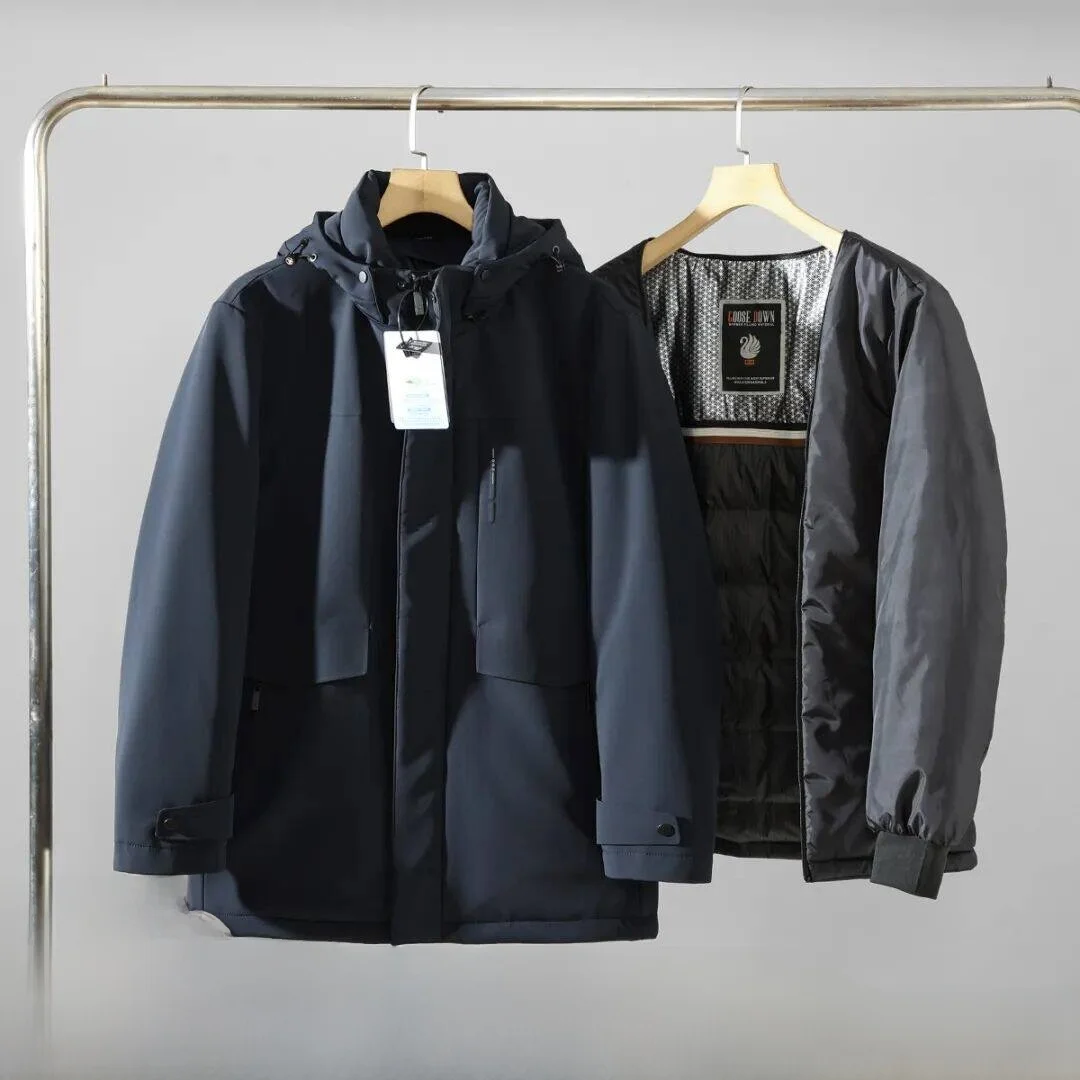 

Мужская зимняя куртка с капюшоном, 85% гусиный пух, теплая, водонепроницаемая, ветрозащитная, премиум-класса, на молнии