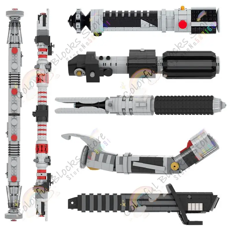 Sci-Fi Lightsword Darksaber Weapons MOC Building Blocks DIY Movie Action Figures Hand Hilts Weapon Assembly Bricks Toys For Kids