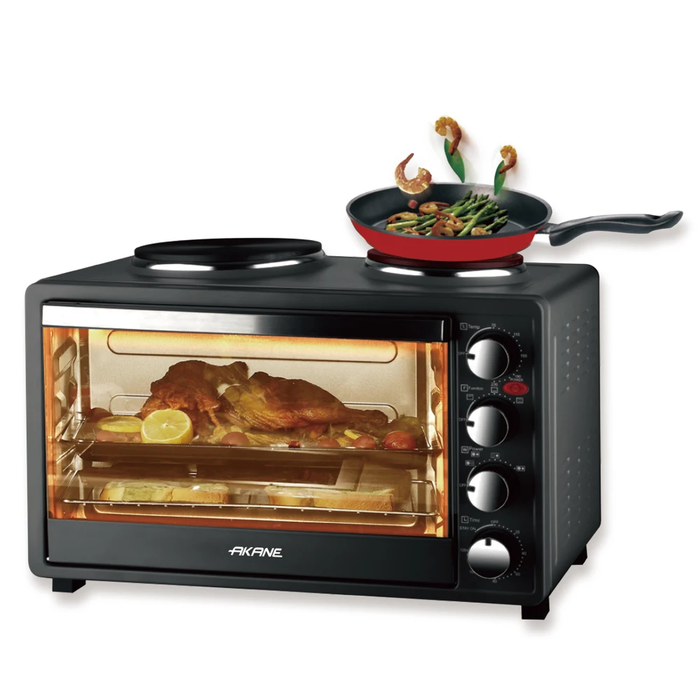 1500w Electric Oven 30l Compact Multi Function Kitchen Oven With Dual Heating Plates And Glass Viewing Window