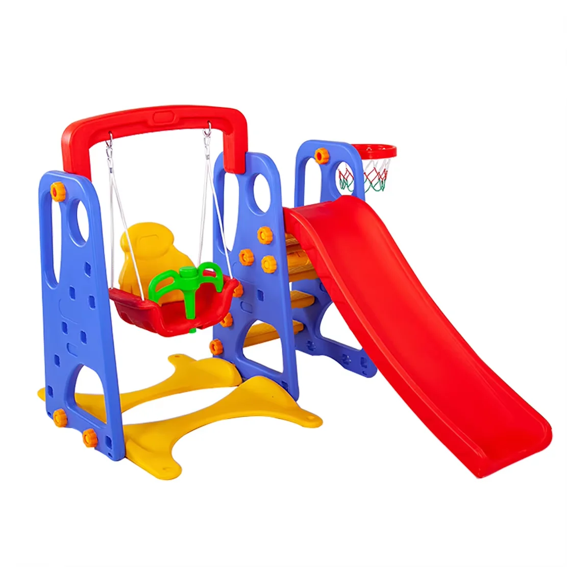 

3 in 1 Happy Indoor Customized Blue Plastic Swing Small Toddler Home Kindergarten Slide and Swing for Sale Kids Playgroundpromot