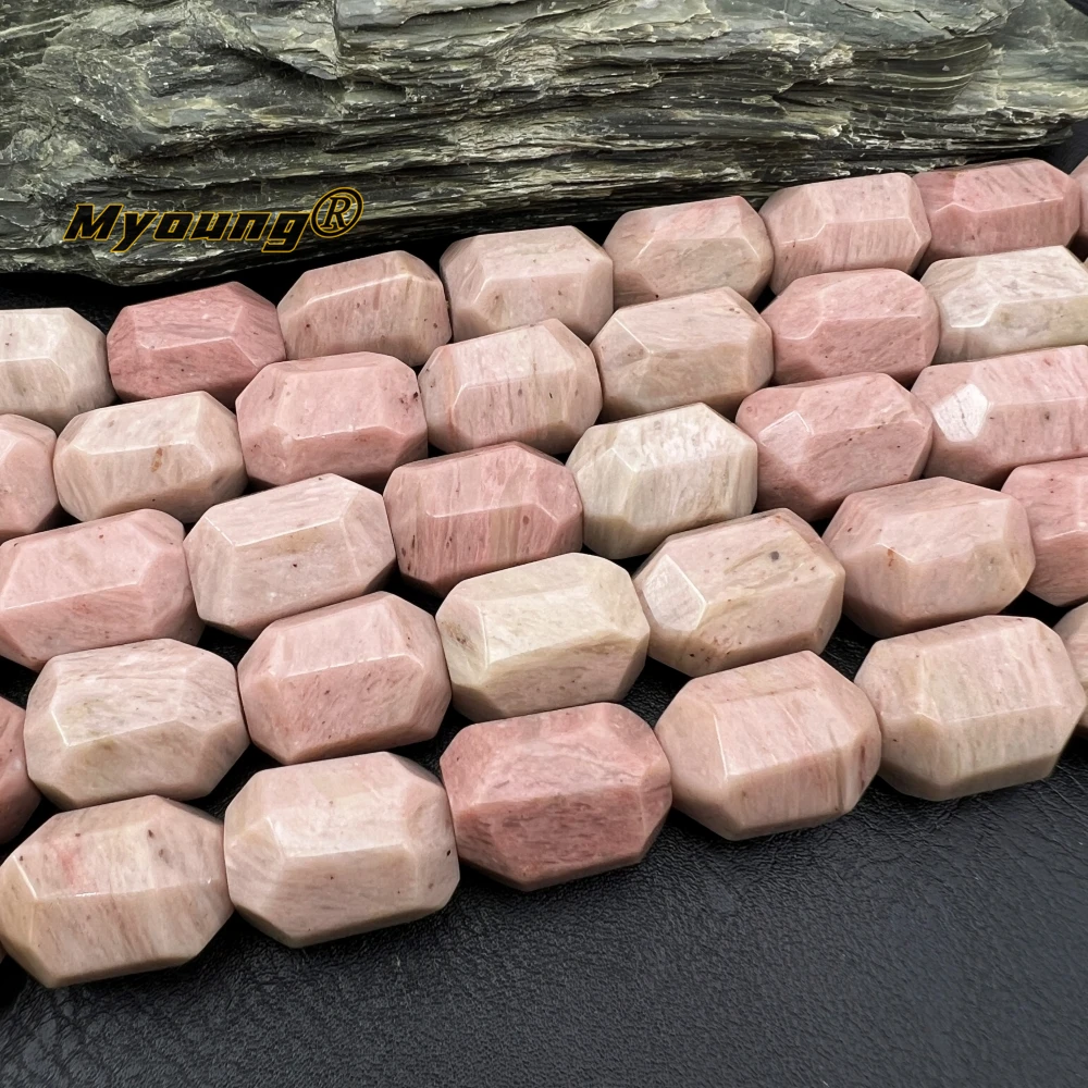 Large Faceted Natural Stone Rhodonite Cutting Nugget Beads For DIY Jewelry Making MY240126