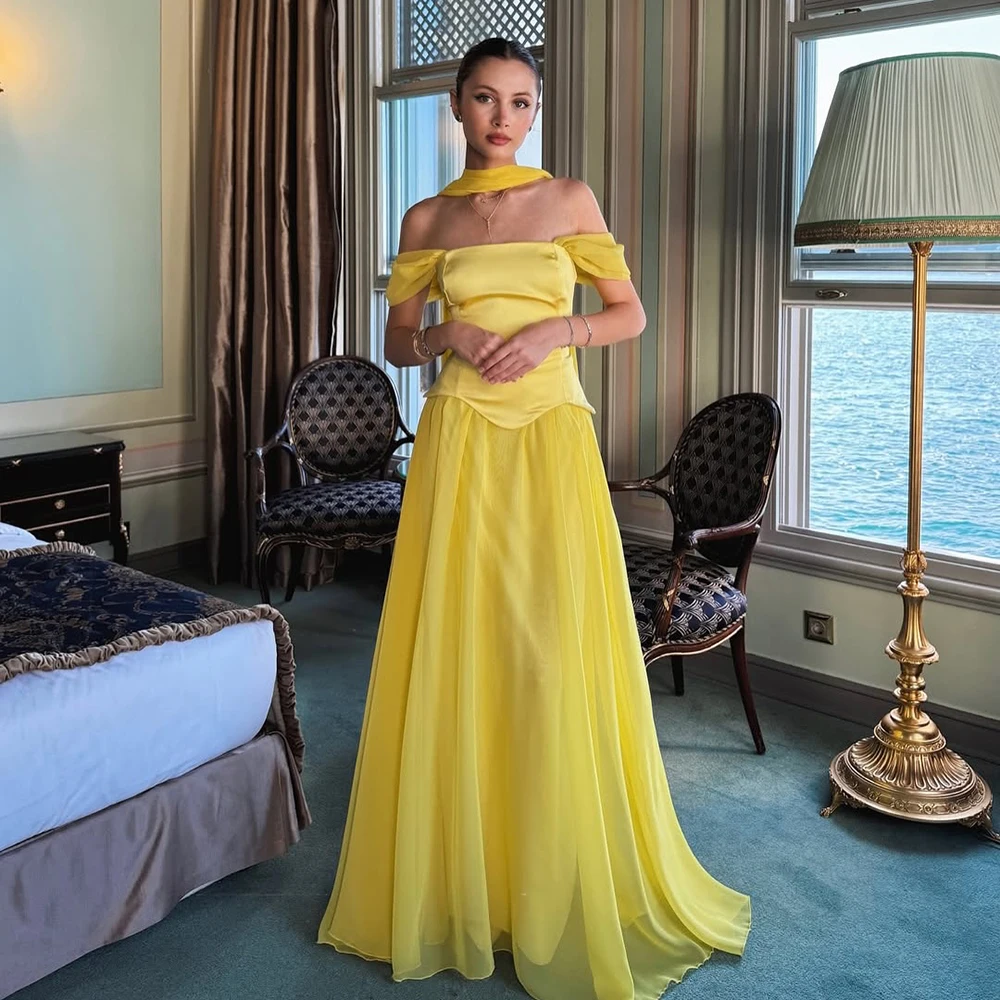 Alinovia Elegant Pink Off-Shoulder Chiffon Evening Dress Long Gown for Women 2025 Formal Prom Wedding Bridesmaid Customized