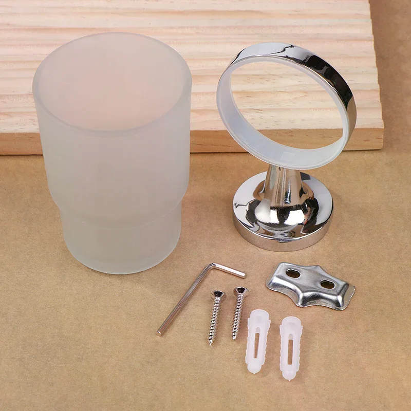 Tempat Sikat Gigi Modern Dinding Kamar Mandi dengan Gelas Kaca, Bingkai, Organizer Penyimpanan Kamar Mandi, Tempat Sikat Gigi, Peralatan Kamar Mandi