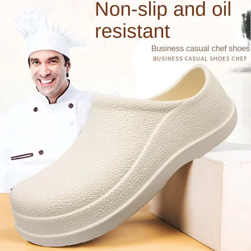 New Men's Anti-skid, Oil Resistant, Waterproof, Wear-resistant, Lightweight, Lazy Beach Fashion Casual Chef Shoes, Sandals