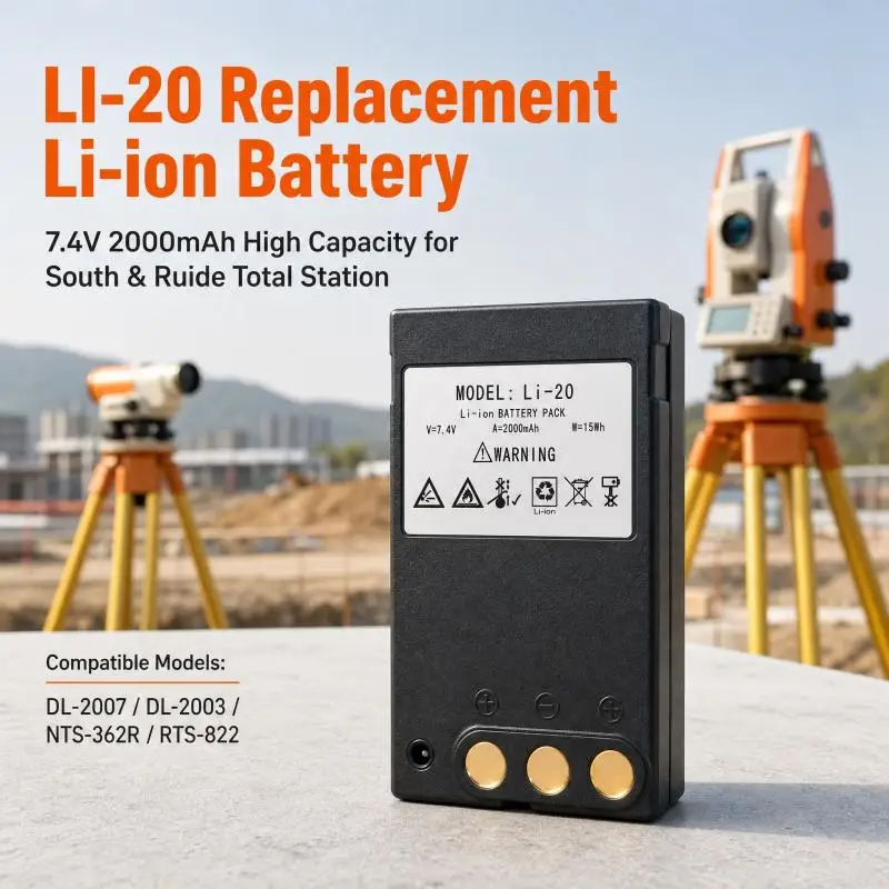 LI-20 LI-20C Replacement Battery for South Digital Level DL2007 DL2003 RT023 NTS-362R 372R Ruide RTS-822 Surveying Instrument