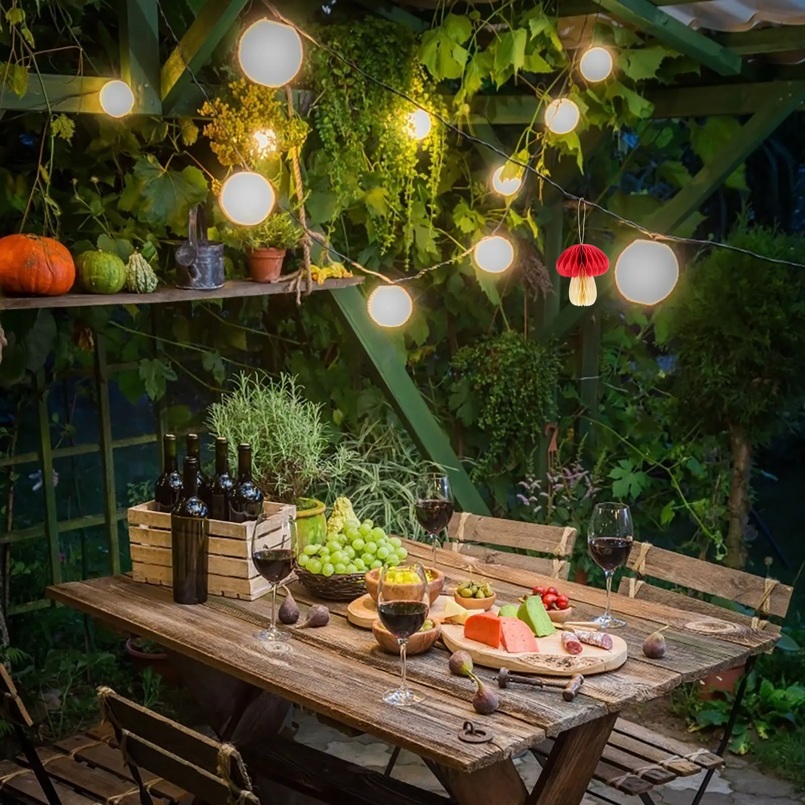 

Mushroom Honeycomb Ball Paperboard Hanging Decor Festival Party Wedding Birthday Backdrop Mushroom Ornament Garden Fairy