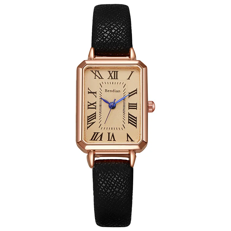 Reloj de cuarzo chapado en oro de lujo para mujer, reloj cuadrado de acero inoxidable para mujer de negocios, reloj de moda, reloj plegable de escala Simple