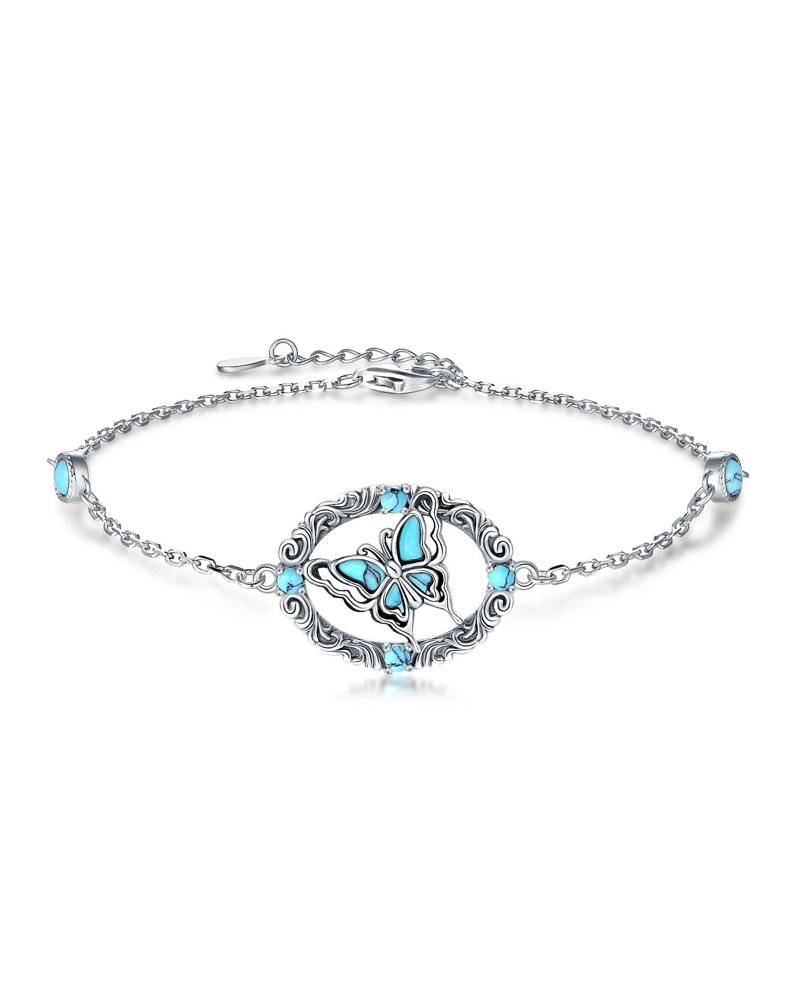 

Серебряный браслет 925 пробы с бирюзой в винтажном богемном стиле, украшение в викторианском стиле, рождественский подарок для женщин, подруг, супругих