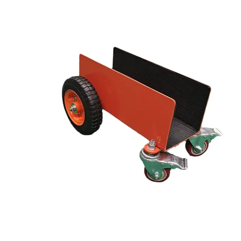 

Solid wheel steering four-wheel turnover truck plate tool cart marble plate cart insulating glass cart