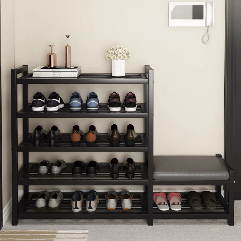 Thin Multi Layer Shoe Rack Metal Black Designs Space Saving Dorm Shoe Storage Living Room Cabinet Scarpiera Home Furnitures