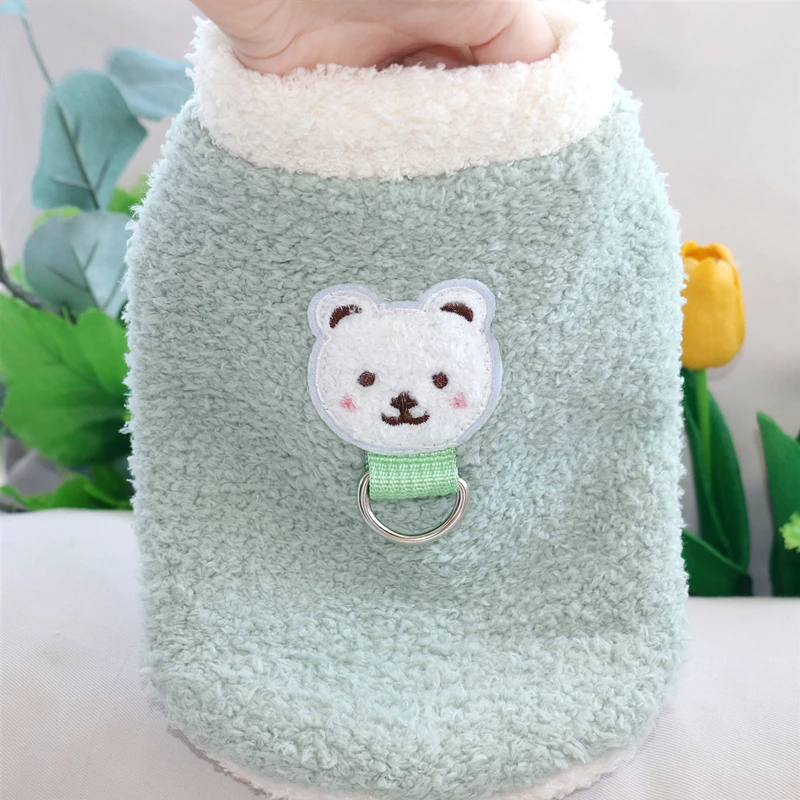 

Cute Bear Head Vest Autumn Pet Warm Fleece Leashable Dog Clothes Teddy Winter Clothes Yorkshire Christmas Gift