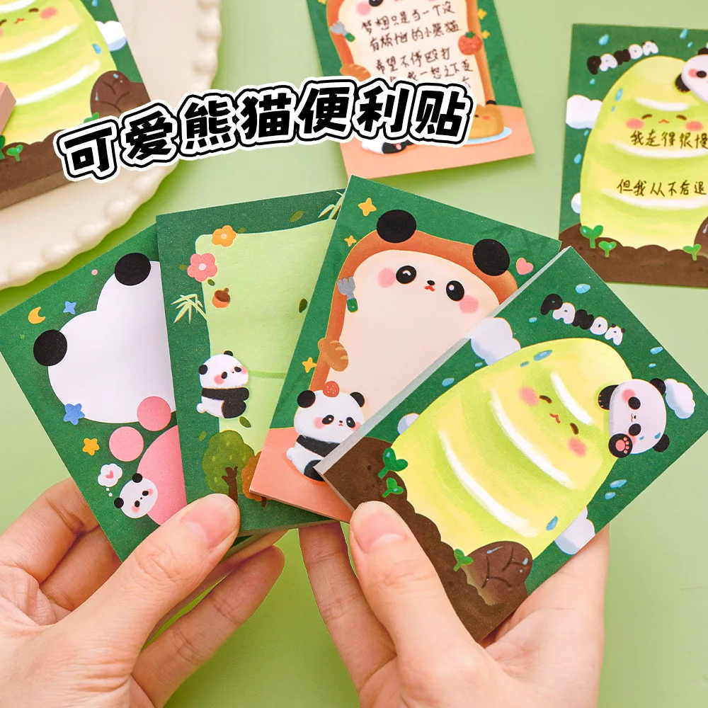 12 Pcs 6*9 cm 50 sheets Panda Memo Pad Notes Student Cartoon Message Sticky NoteBook Girl Heart Can Stick N Times Sticky Note