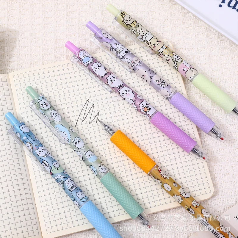 6pcs Chiikawa Gel Pen Kawaii Zwart 0.5mm Handtekening Pen Cartoon Student Schrijven Tool School Kantoorbenodigdheden Briefpapier Kids geschenken