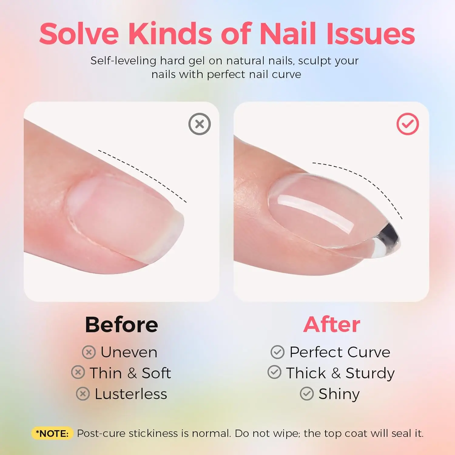 네일 빌더 젤, 60g 투명 하드 젤 (10개 폼 포함), UV LED 경화 조형 키트