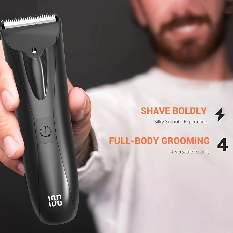 

Мужской электрический триммер для волос, черный USB-перезаряжаемый грумер для тела с аккумулятором 500 мАч, идеально подходит для ног, рук и бритья бороды
