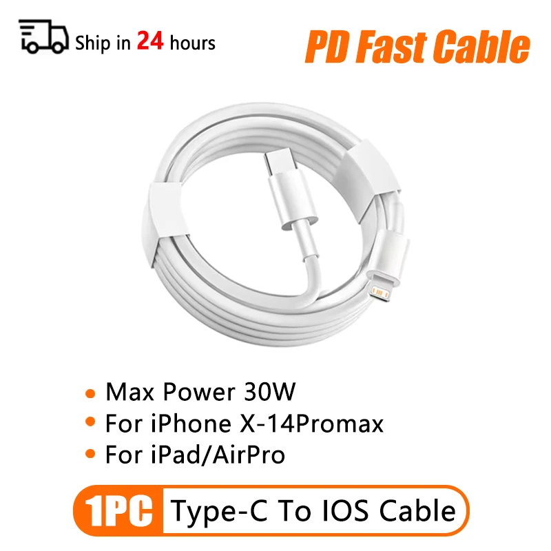 PD 60W USB C naar Type C snellaadkabel voor Apple iPhone 11 13 14 15 16 Pro Max 12 Mini 6 7 8 Plus XS XR iPad USB A 2M-kabel