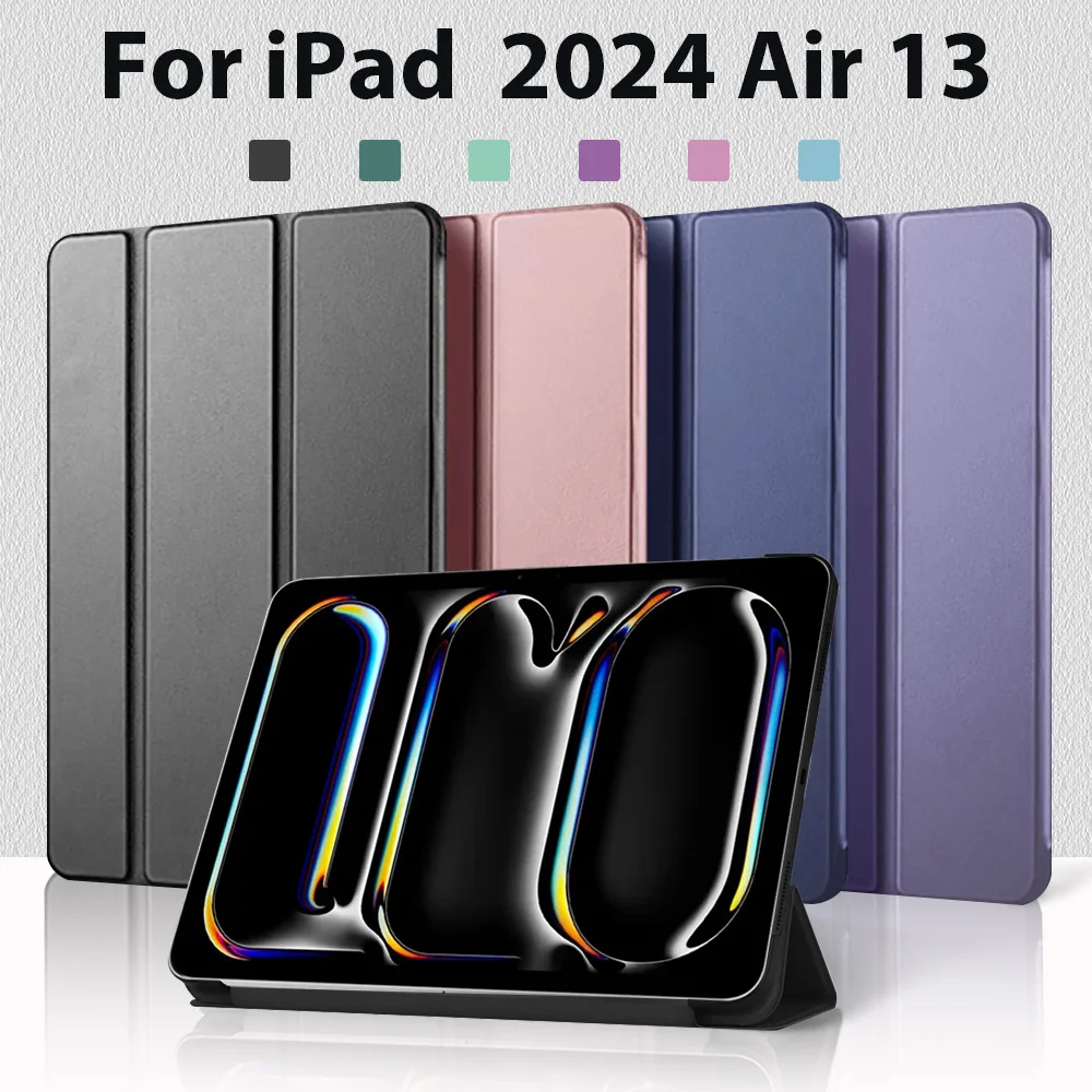 For iPad Air 13 2024 Protective Case 13 Inch Magnetic Folding PU Leather Back For iPad Air 2024 11 Inch M1 M2 Tablet Case