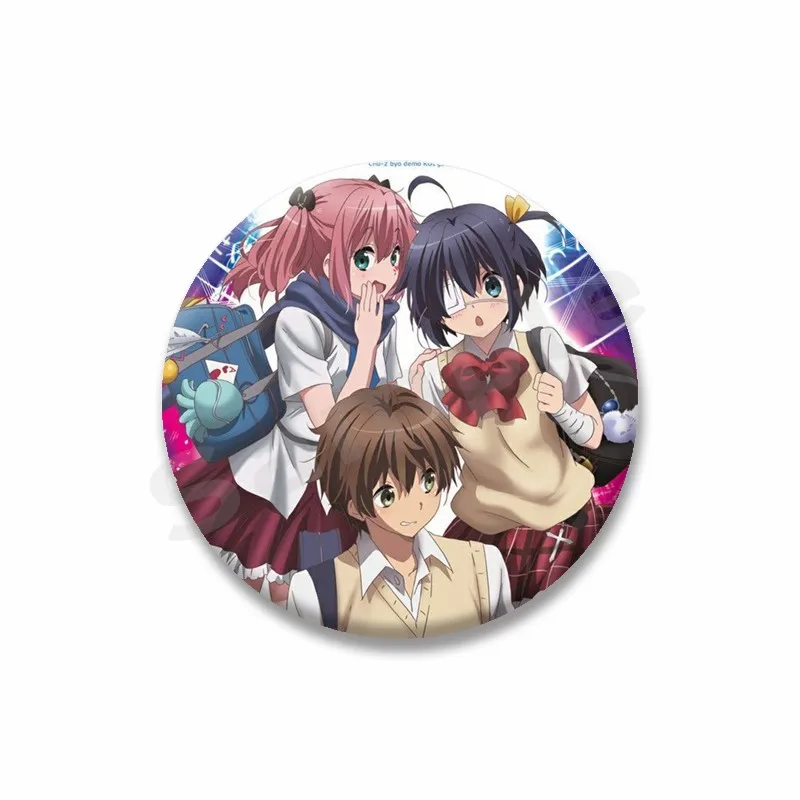 Cartoon Character Rikka Takanashi Sanae Yuuta Brooch Kawalii Anime Soft Button Pin Enamel Badge Bag Clothing Accessories Gifts