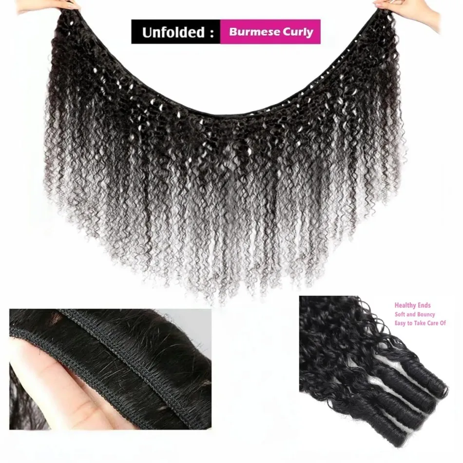 12A Burmese Curly Bundles Human Hair Water Wave 3 4 Bundle Raw Hair Extensions Natural Color Remy Weave Brazilian Wigs Original image 8