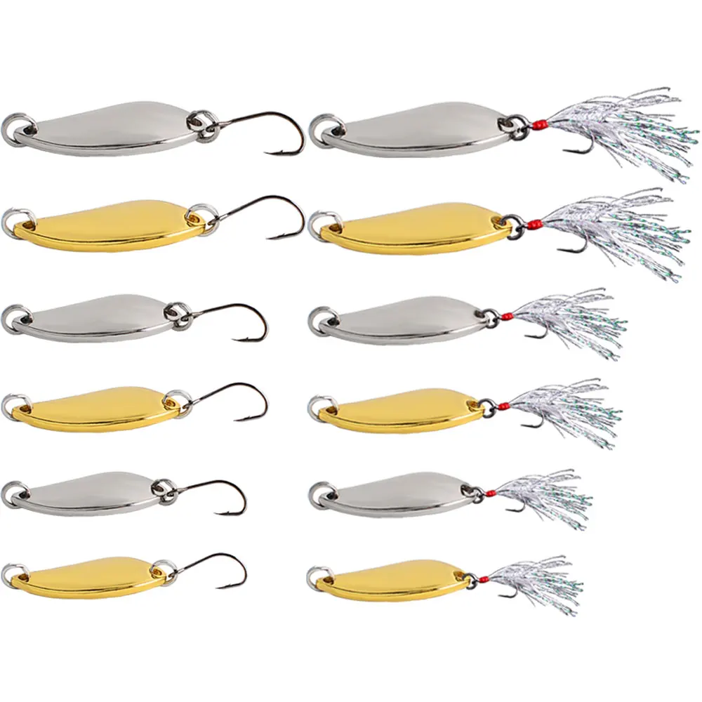 12pcs Metal Spoon Spinner Lure 2.5g 3.5g 5g Spoonbait Crankbaits Fishing Wobblers For Pike Crochet Set Bait Tackles view 2