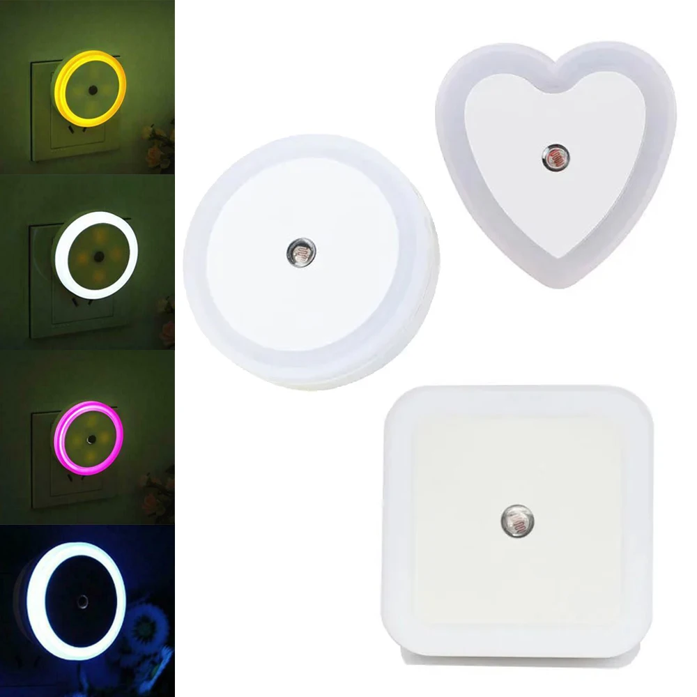 LED Night Light Mini Heart Light 220V 110V eu / US / UK prise capteur automatique chevet couloir enfants lecture éclairage