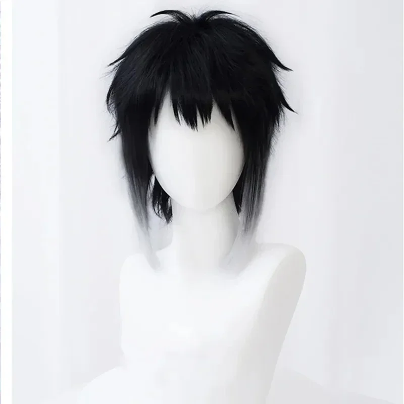 Anime Bungo Bungou Stray Dogs Ryunosuke Akutagawa Short Black With White Wig Heat Resistant Hair Cosplay Costume Wigs