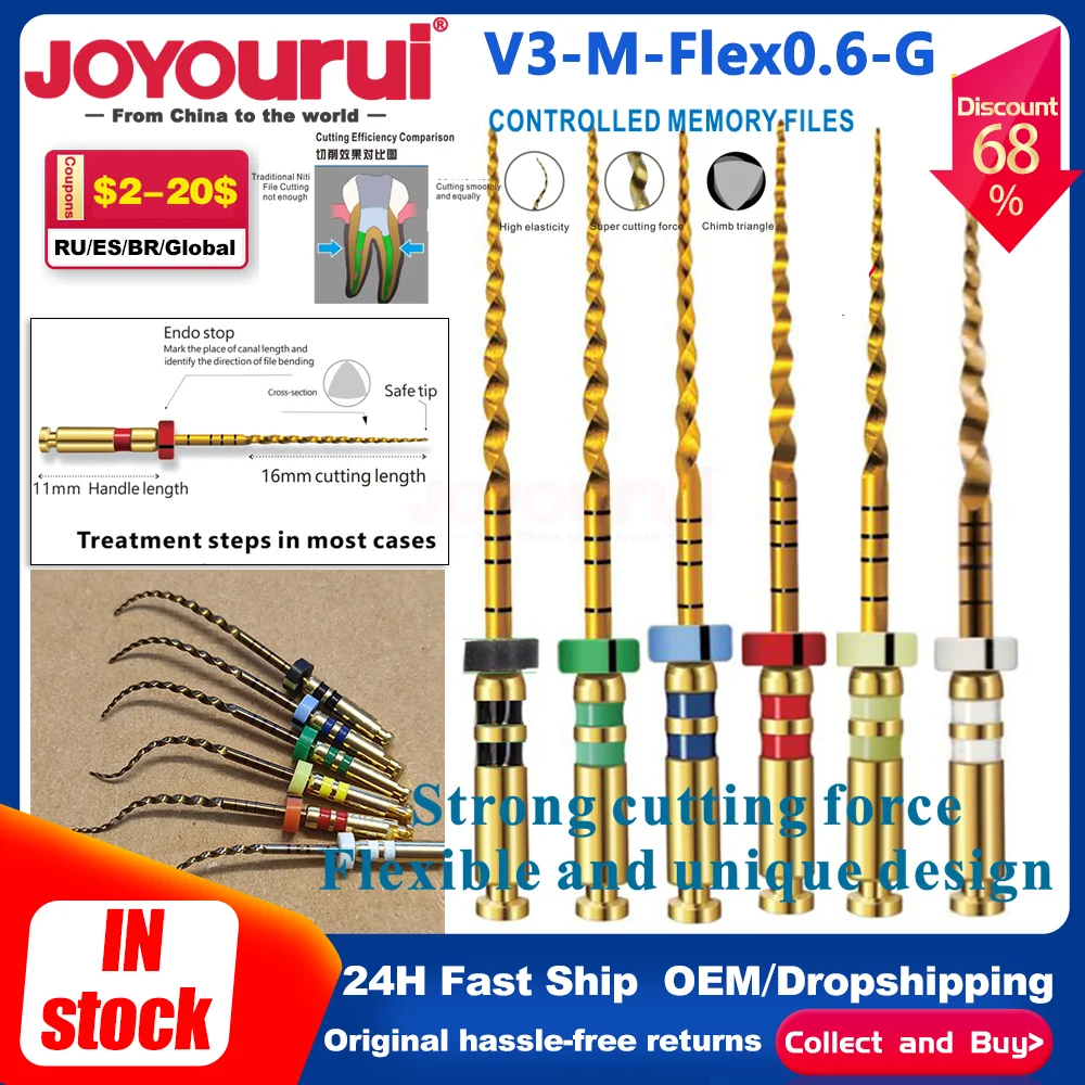 

Dental Super Files Gold Flexible File Endo Rotary Endodontic Root Canal Needle Pin Nickel Titainium Instrument SX-F3 Dentistry