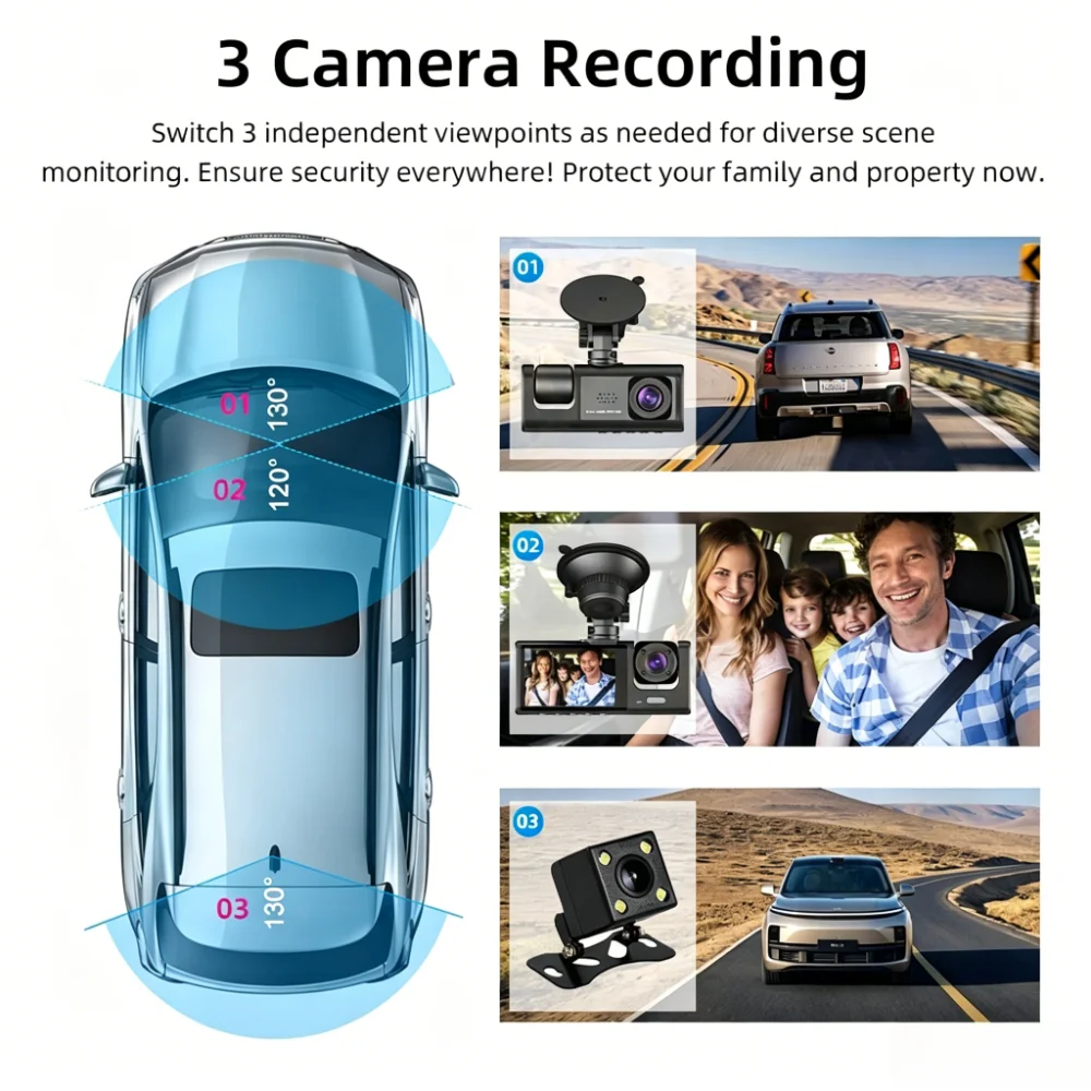 Cámara para Auto 1080P Full HD - Dash Cam 3 Channel 1080P reseña y precio