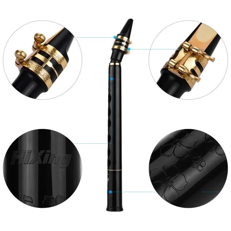 HiXing C Key Mini Pocket Saxophone Sax ABS Material with Mouthpieces 10pcs Reeds Carrying Bag Woodwind Instrument