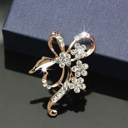 Crystal Flower Brooches Large Bow Brooch Pin  For Women Fashion Jewelry Wedding Pin Corsage Accessories Wholesale