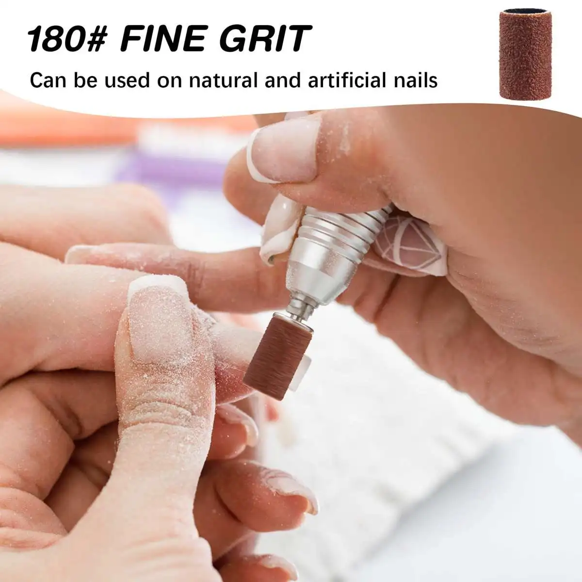 200+2Pcs Box Professional Sanding Cap Bands 240 180 Grit Nail Drill Bit Files Electric Manicure Machine Tools
