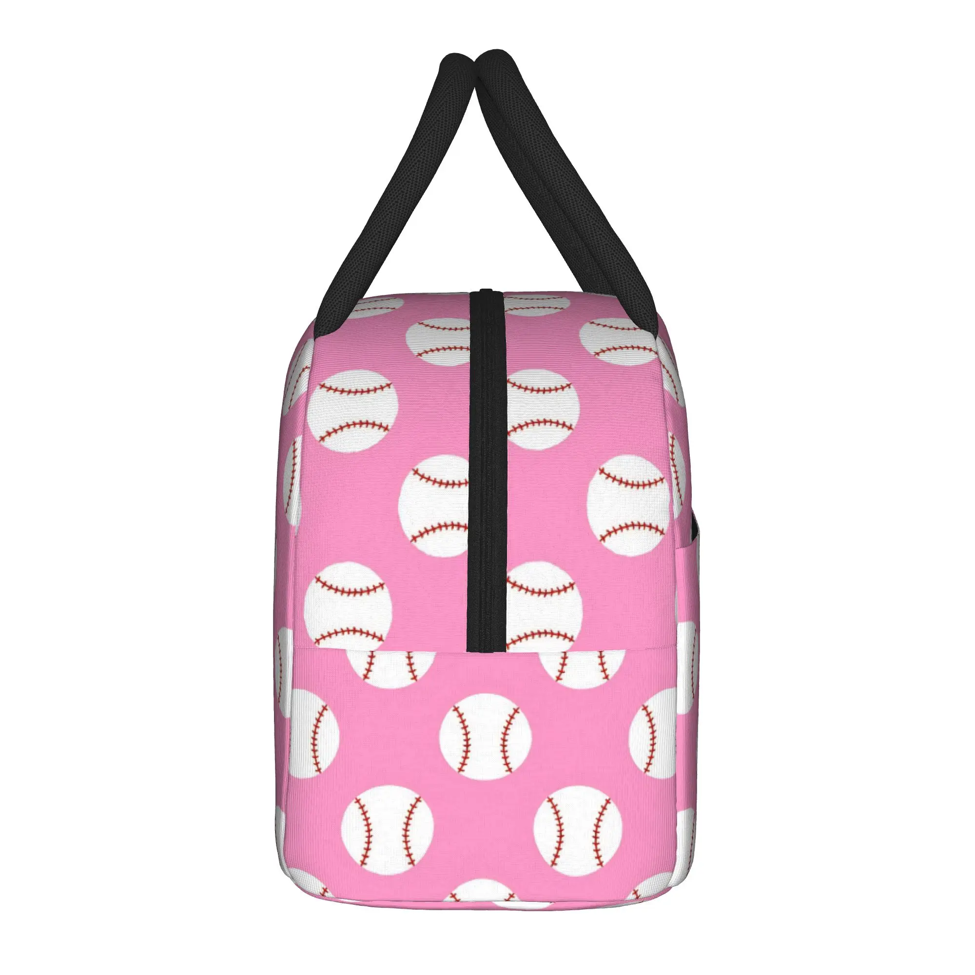 Red Stitching Baseball Insulated Lunch Bags Thermal Bag Reusable,Lunch Container Portable Tote Lunch Box Men Women Beach  Travel