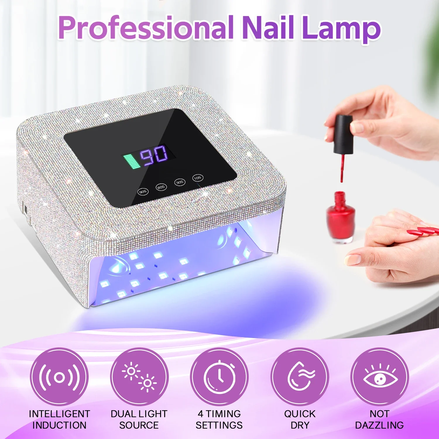 33w uv led lâmpada do prego 39leds sem fio secador de unhas com 4 configurações temporizador recarregável uv manicure cabine lâmpada ferramentas da arte do prego