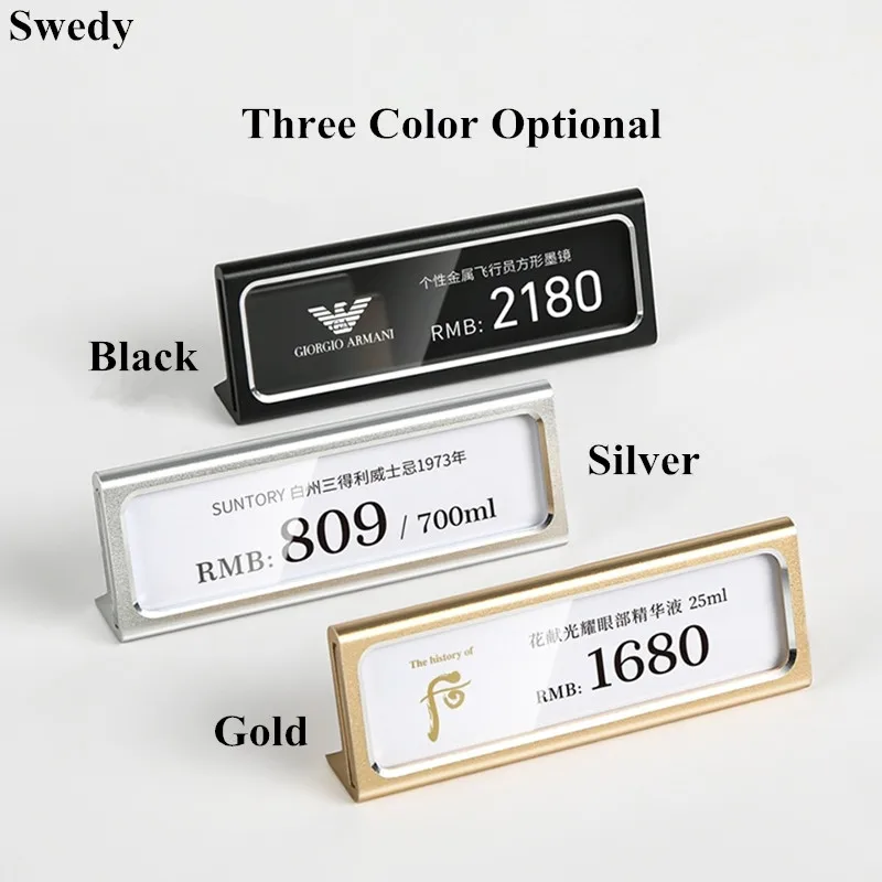 

59x17mm Counter Mini Metal Sale Price Label Holders Display Stand Ticket Holder Data Card Holder Tags