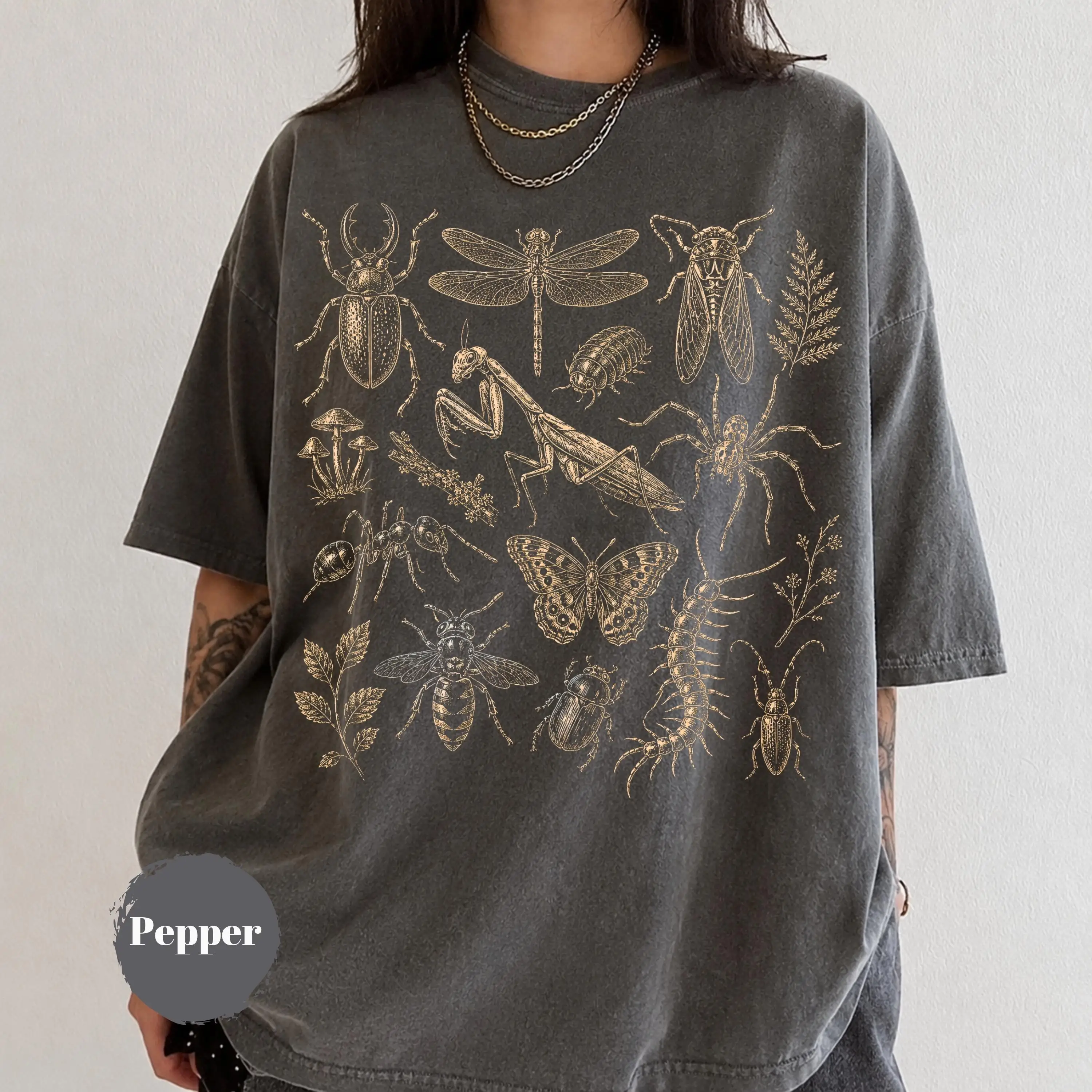 90s Bugs Shirt, Vintage Insect Graphic Tee, Tattoo Style Centipede Ant Mantis Design, Entomology Nature Lover Gift