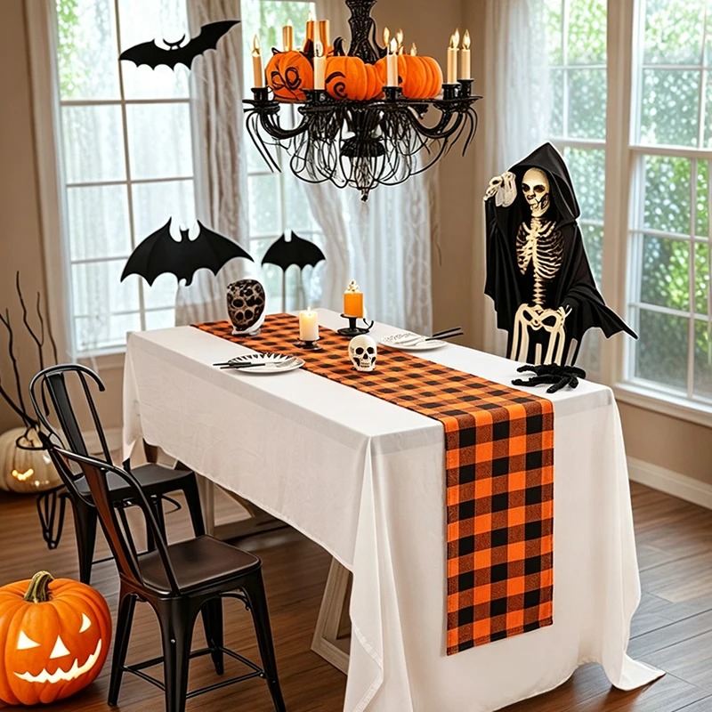 1/20pcs Orange Haige Table Flag European and American Halloween Decoration Reusable Dining Table Living Room Party Suitable