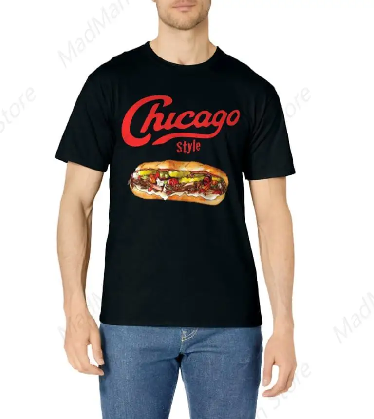 Italian Beef Sandwich Chicago Funny Food T-Shirt for Men Women Cotton Top Tee Casual Short Sleeves