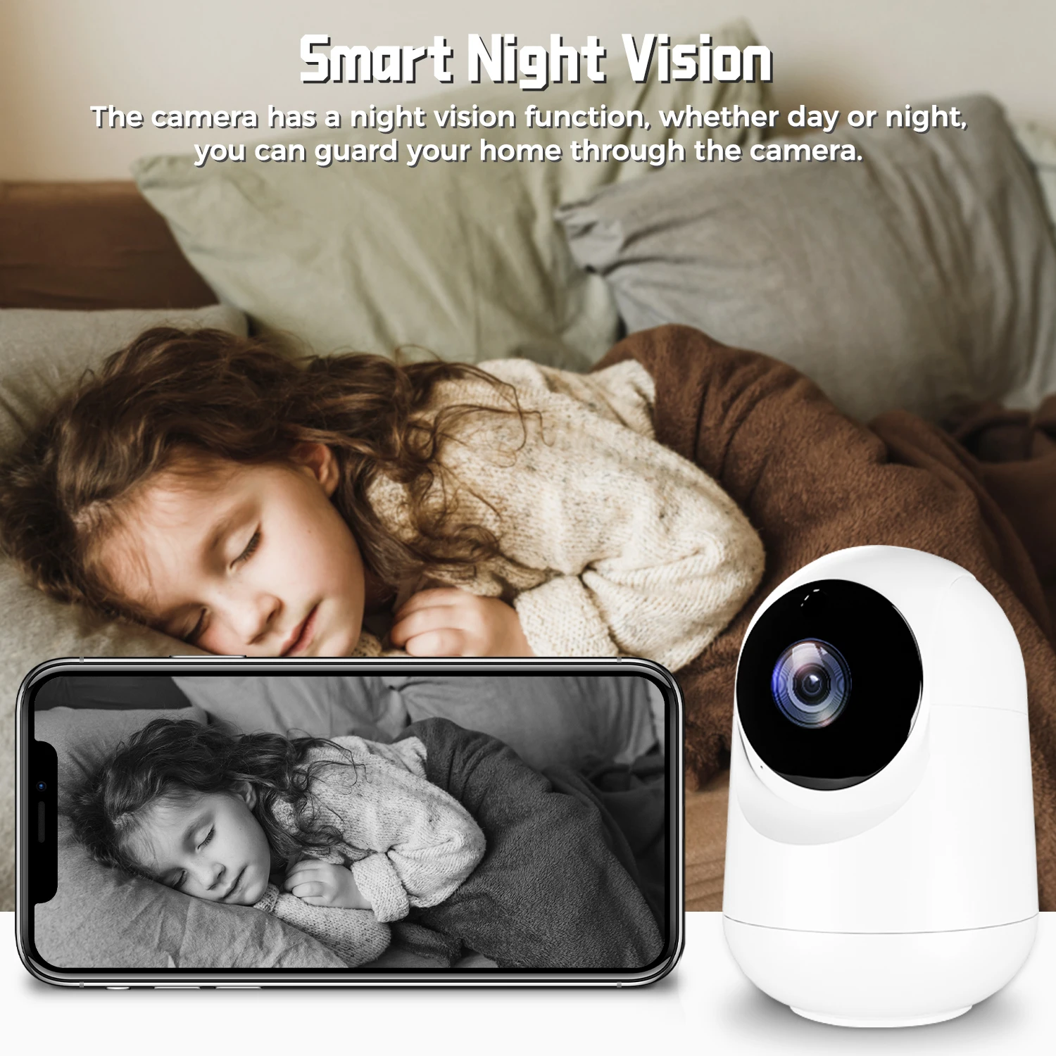 كاميرا IP 5 ميجابكسل PTZ WiFi كاميرا منزلية داخلية للأطفال/كبار السن كاميرا مراقبة حماية أمنية تتبع تلقائي كاميرا CCTV