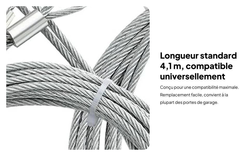 4Pcs Garage Door Cables Premium 4.1M Long Replaces Garage Door Safety Cable