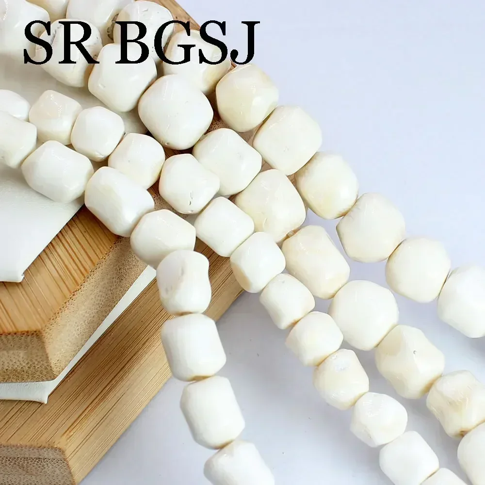 9-12mm Wholesale Real Irregular Column White Natural Sea Bamboo Coral Jewelry Making Beads Strand 15\