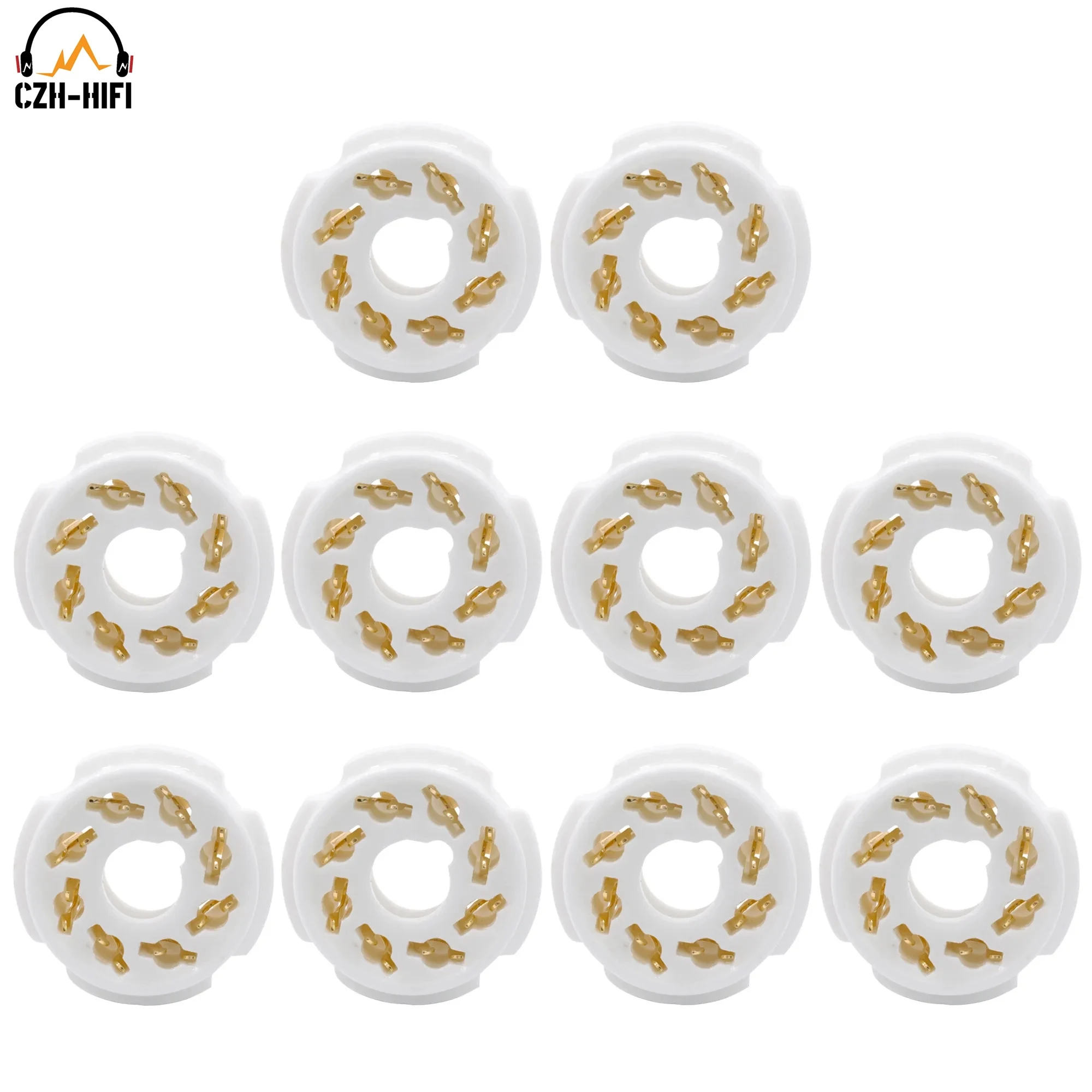 10pcs K8A PCB Mount 8 Pin Octal Ceramic Tube Sockets For 6P3P 6SN7 6N8P 6N9P 5Z3P 5Z4P 6550 KT88 Vintage Hifi Audio Tube AMP DIY