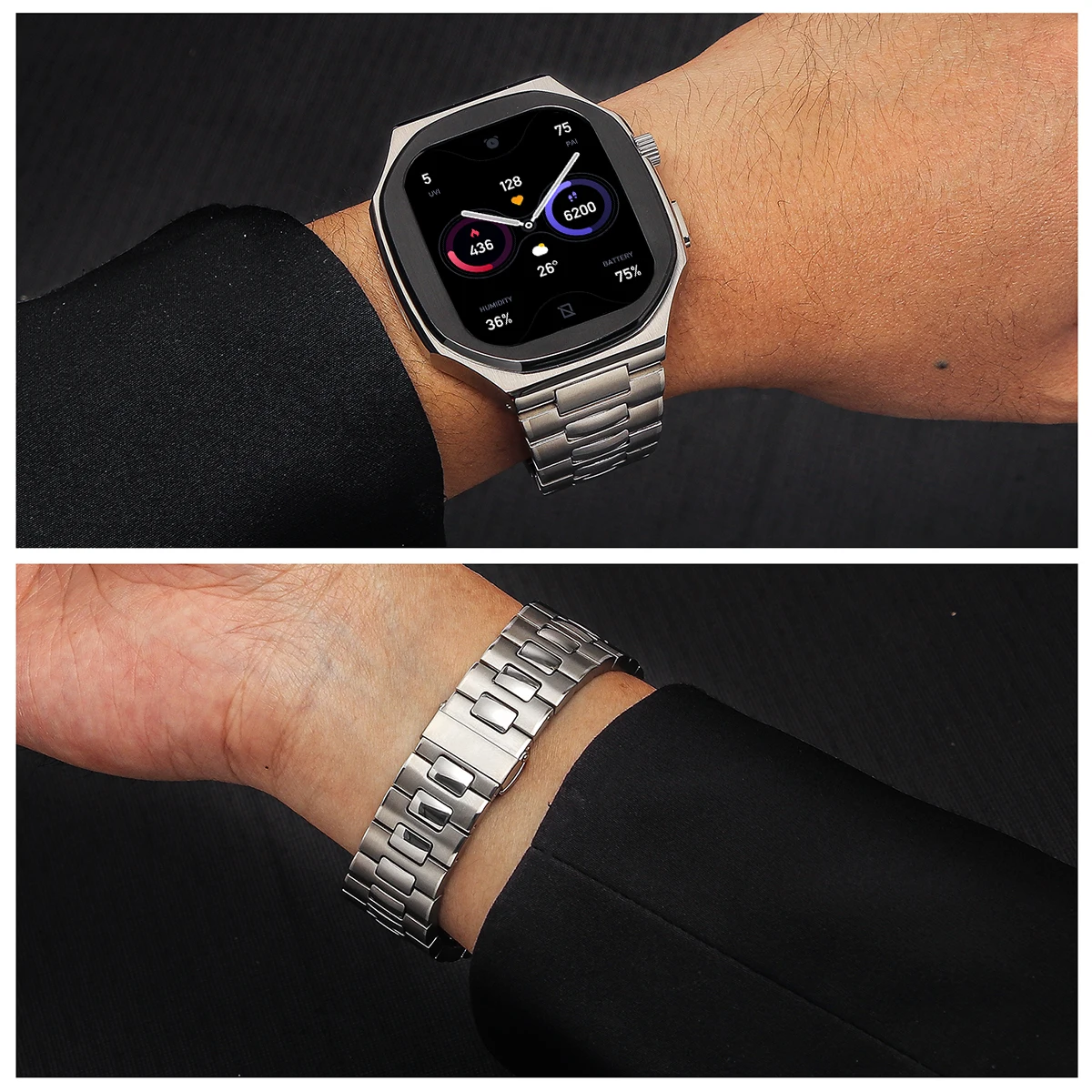 

Luxury Stainless Steel Modification Kit for Apple Watch Band 11 10 46mm Metal Strap Case for Iwatch Series 11 10 46mm Bracelet