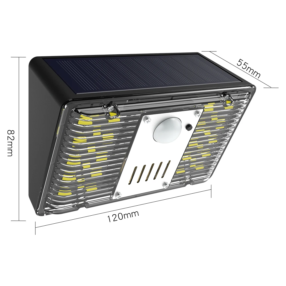 ضوء الجدار الشمسي مع إنذار إنذار الشمسية مع ضوء الفيضانات LED التحكم عن بعد محس حركة وجرس مضاد للسرقة لمزرعة منزل RV