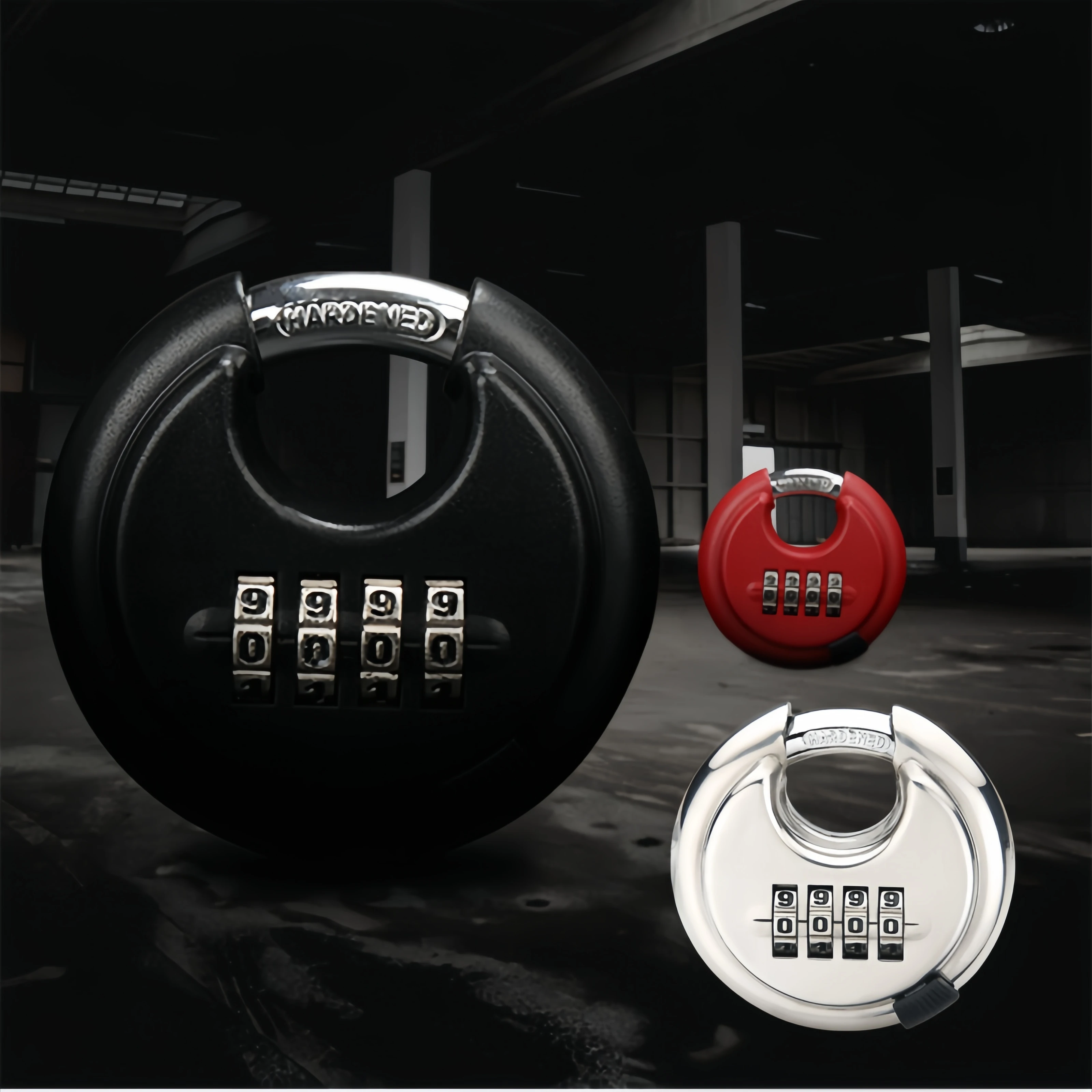 

Anti-theft Four-digit Combination Lock Round Padlock Outdoor Waterproof Cabinet Door Truck Compartment Warehouse Door Lock