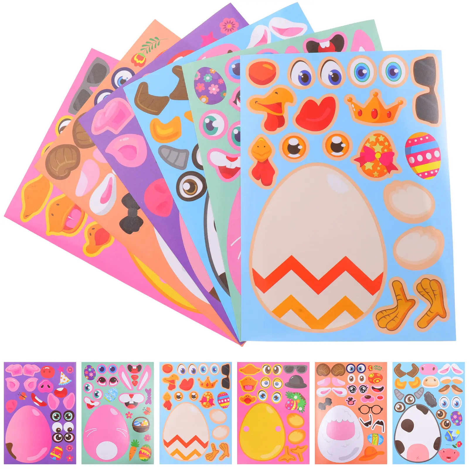 

24 Sheets Kid Stickers DIY Decors Spring Festival Egg for Kids Make Decals Cute Eggs