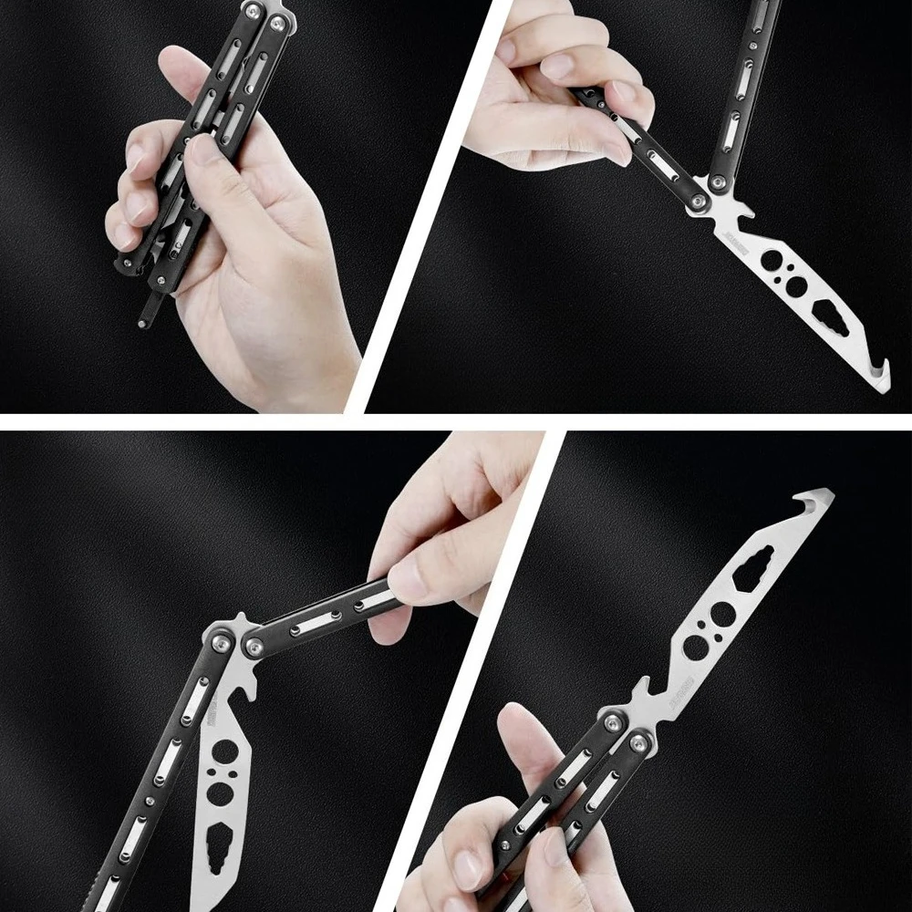 Beginner Butterfly Knife Trainer Unsharpened Balisong Practice Knife For Flipping Tricks Martial Arts Survival Training Gear