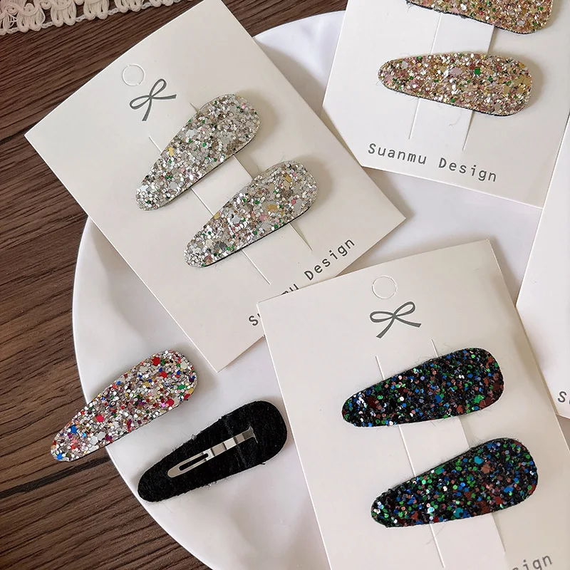 

Kids Teardrop Snap Clips Glitter Hair Clips for Baby Hairs Minimalist Side Bangs Barrettes Non-Scratch Rounded Edges 2 Pack